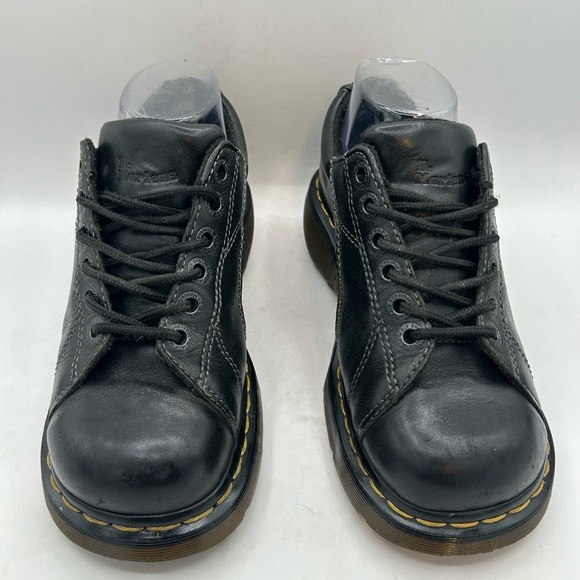 RARE DAISY Flower Dr. Martens  Chunky Black Leather 12283 Oxford Boot WMS Sz 7 - Picture 6 of 15